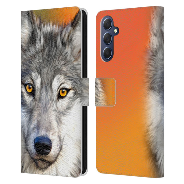 Aimee Stewart Animals Autumn Wolf Leather Book Wallet Case Cover For Samsung Galaxy M54 5G