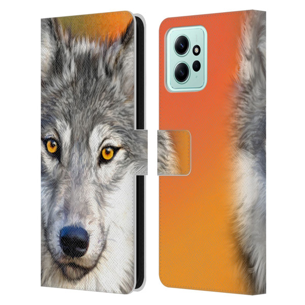 Aimee Stewart Animals Autumn Wolf Leather Book Wallet Case Cover For Xiaomi Redmi 12