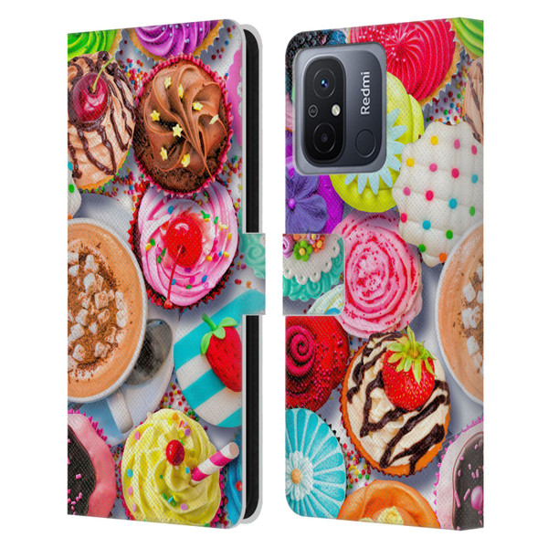 Aimee Stewart Colourful Sweets Cupcakes And Cocoa Leather Book Wallet Case Cover For Xiaomi Redmi 12C