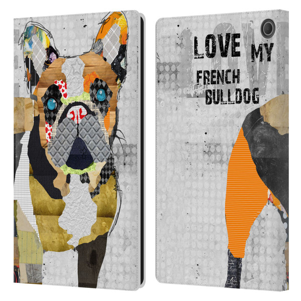 Michel Keck Dogs 4 French Bulldog Leather Book Wallet Case Cover For Amazon Fire Max 11 2023