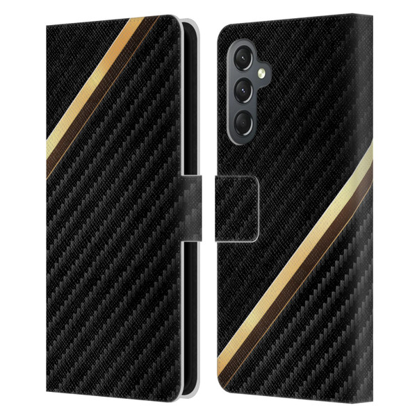 Alyn Spiller Carbon Fiber Gold Leather Book Wallet Case Cover For Samsung Galaxy A25 5G