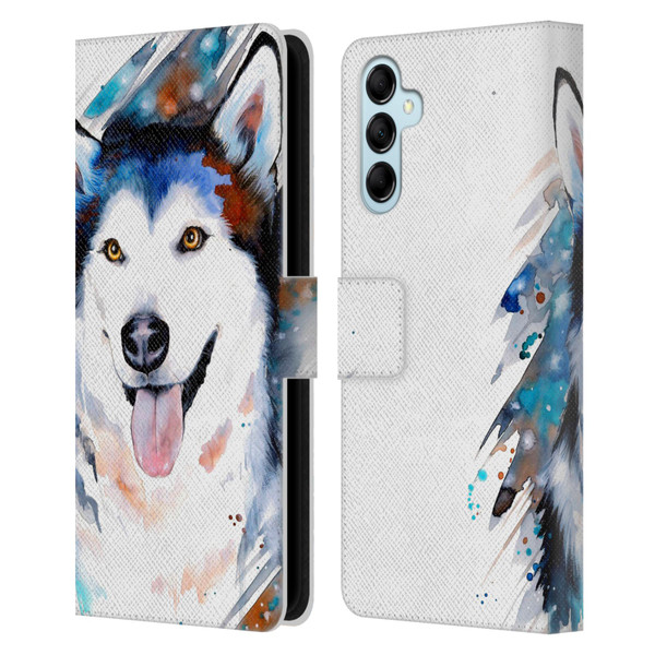 Pixie Cold Animals Husky Leather Book Wallet Case Cover For Samsung Galaxy M14 5G