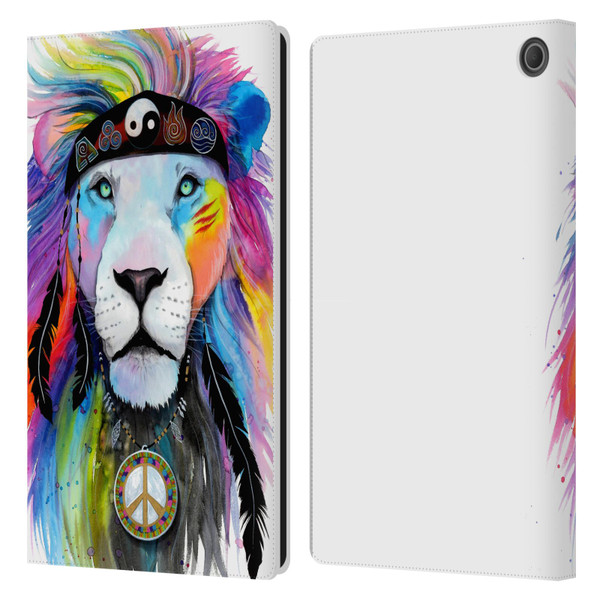 Pixie Cold Cats Hippy Lion Leather Book Wallet Case Cover For Amazon Fire Max 11 2023