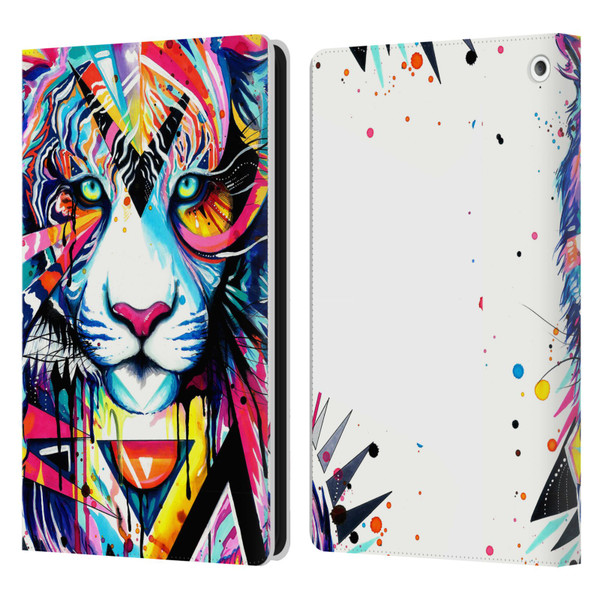 Pixie Cold Cats Shattered Tiger Leather Book Wallet Case Cover For Amazon Fire HD 8/Fire HD 8 Plus 2020