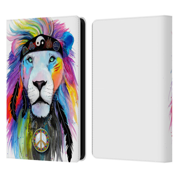 Pixie Cold Cats Hippy Lion Leather Book Wallet Case Cover For Amazon Kindle Paperwhite 5 (2021)