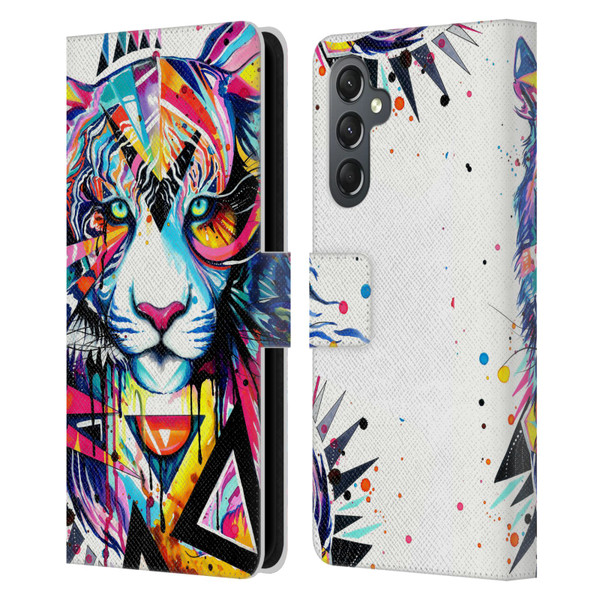 Pixie Cold Cats Shattered Tiger Leather Book Wallet Case Cover For Samsung Galaxy A25 5G