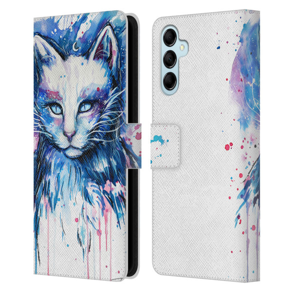 Pixie Cold Cats Space Leather Book Wallet Case Cover For Samsung Galaxy M14 5G