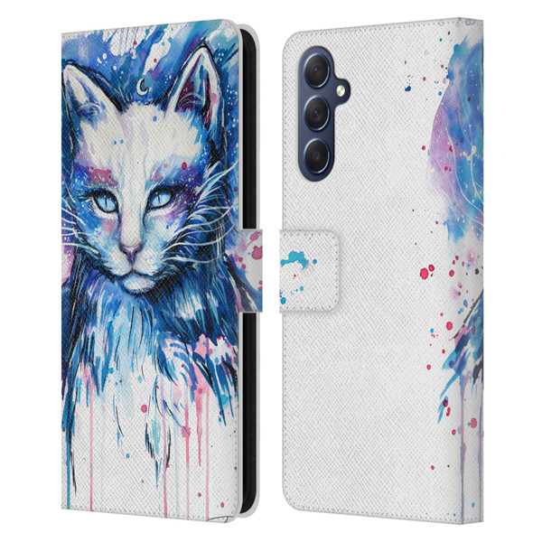 Pixie Cold Cats Space Leather Book Wallet Case Cover For Samsung Galaxy M54 5G