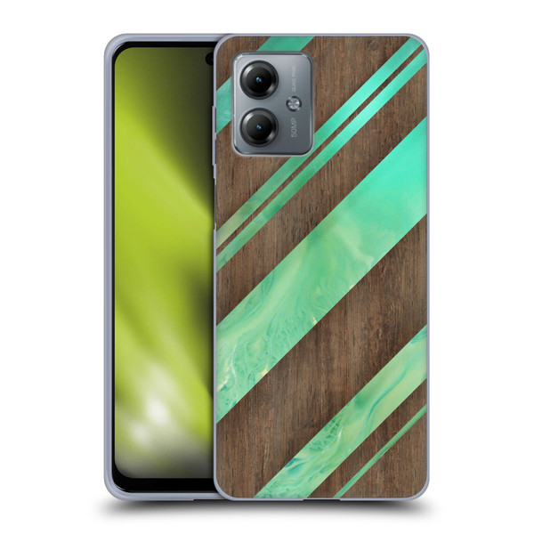 Alyn Spiller Wood & Resin Diagonal Stripes Soft Gel Case for Motorola Moto G14