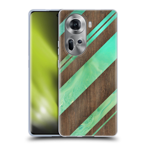 Alyn Spiller Wood & Resin Diagonal Stripes Soft Gel Case for OPPO Reno11