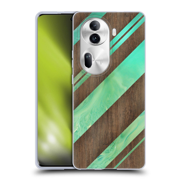 Alyn Spiller Wood & Resin Diagonal Stripes Soft Gel Case for OPPO Reno11 Pro