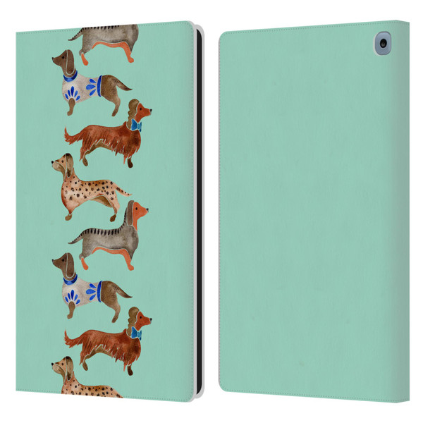 Cat Coquillette Animals Blue Dachshunds Leather Book Wallet Case Cover For Amazon Fire HD 10 / Plus 2021