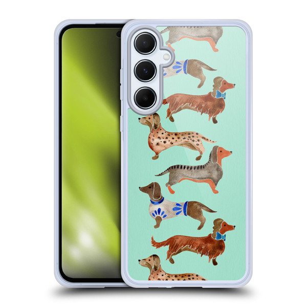 Cat Coquillette Animals Blue Dachshunds Soft Gel Case for Samsung Galaxy A55 5G