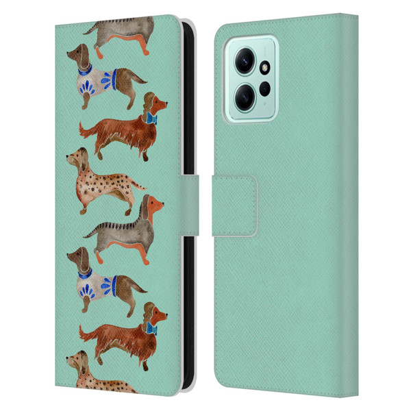 Cat Coquillette Animals Blue Dachshunds Leather Book Wallet Case Cover For Xiaomi Redmi 12