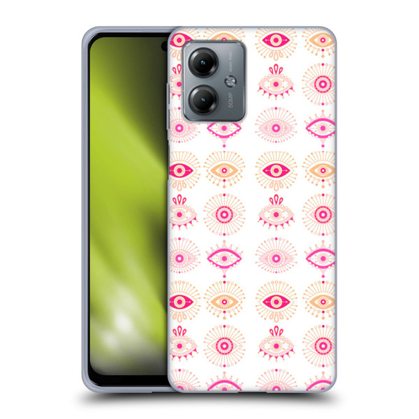 Cat Coquillette Linear Pink Evil Eyes Soft Gel Case for Motorola Moto G14