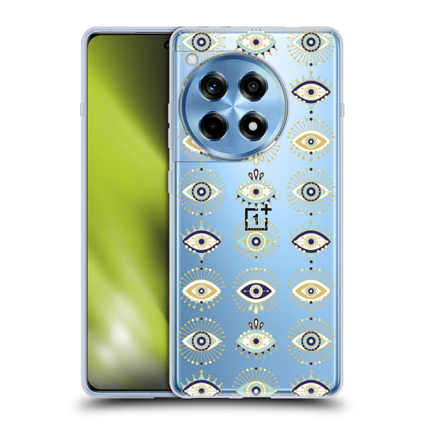 Cat Coquillette Linear White Evil Eyes Pattern Soft Gel Case for OnePlus 12R