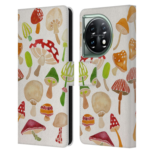 Cat Coquillette Nature Mushrooms Leather Book Wallet Case Cover For OnePlus 11 5G