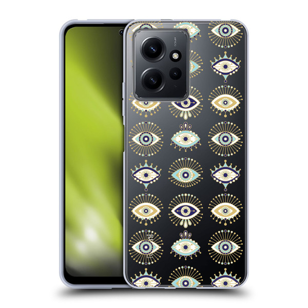 Cat Coquillette Linear White Evil Eyes Pattern Soft Gel Case for Xiaomi Redmi Note 12 4G