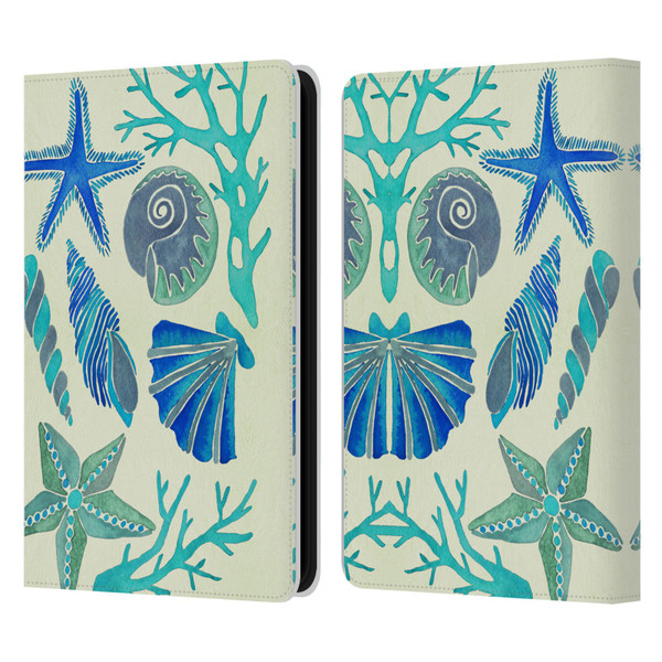 Cat Coquillette Sea Seashells Blue Leather Book Wallet Case Cover For Amazon Kindle 11th Gen 6in 2022