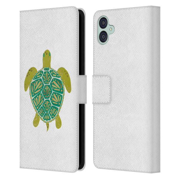 Cat Coquillette Sea Turtle Green Leather Book Wallet Case Cover For Samsung Galaxy M04 5G / A04e