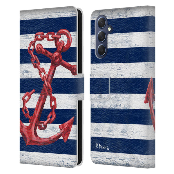 Paul Brent Nautical Westerly Anchor Red Leather Book Wallet Case Cover For Samsung Galaxy M54 5G