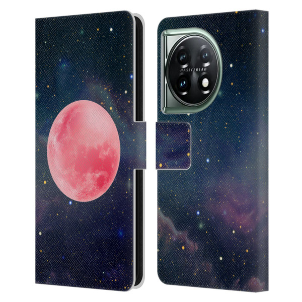 Cosmo18 Space Pink Moon Leather Book Wallet Case Cover For OnePlus 11 5G