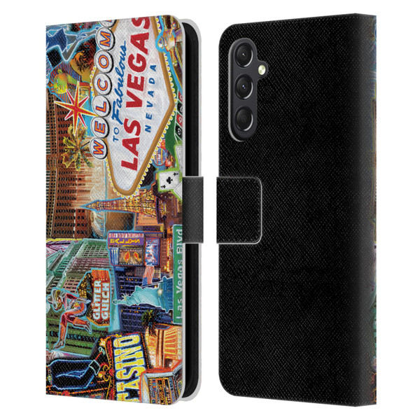 P.D. Moreno Cities Las Vegas 1 Leather Book Wallet Case Cover For Samsung Galaxy A24 4G / M34 5G