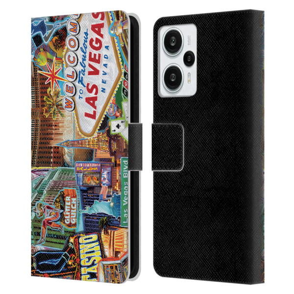 P.D. Moreno Cities Las Vegas 1 Leather Book Wallet Case Cover For Xiaomi Redmi Note 12T