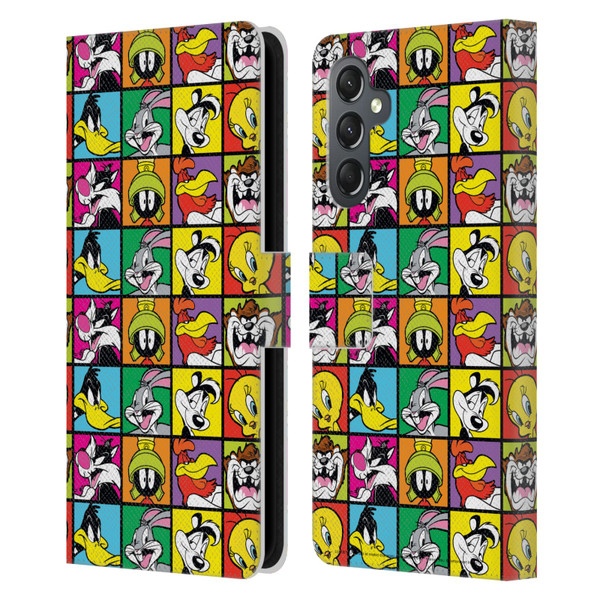 Looney Tunes Patterns Tiles Leather Book Wallet Case Cover For Samsung Galaxy A25 5G