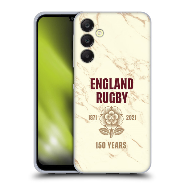 England Rugby Union 150th Anniversary Marble Soft Gel Case for Samsung Galaxy A25 5G