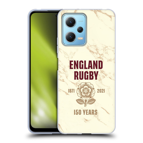England Rugby Union 150th Anniversary Marble Soft Gel Case for Xiaomi Redmi Note 12 5G