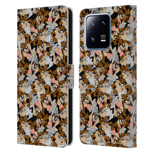 Looney Tunes Patterns Tasmanian Devil Leather Book Wallet Case Cover For Xiaomi 13 Pro 5G