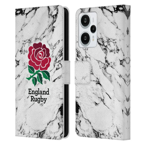 England Rugby Union Marble White Leather Book Wallet Case Cover For Xiaomi Redmi Note 12T
