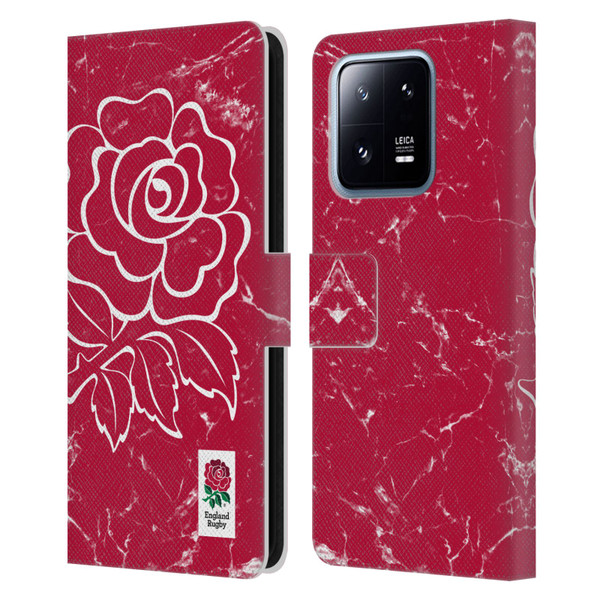 England Rugby Union Marble Red Leather Book Wallet Case Cover For Xiaomi 13 Pro 5G