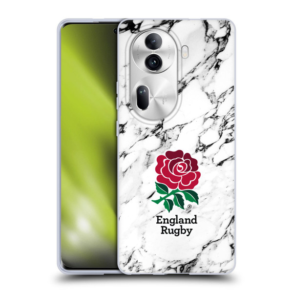 England Rugby Union Marble White Soft Gel Case for OPPO Reno11 Pro