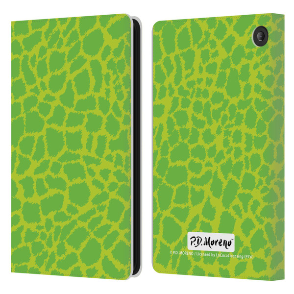 P.D. Moreno Patterns Lime Green Leather Book Wallet Case Cover For Amazon Fire 7 2022