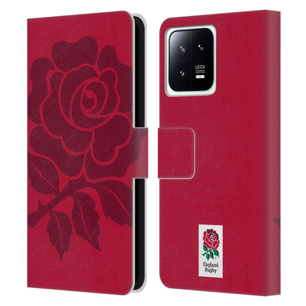England Rugby Union 2016/17 The Rose Mono Rose Leather Book Wallet Case Cover For Xiaomi 13 5G