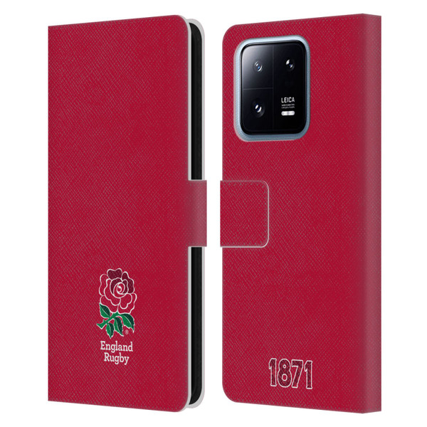 England Rugby Union 2016/17 The Rose Plain Red Leather Book Wallet Case Cover For Xiaomi 13 Pro 5G