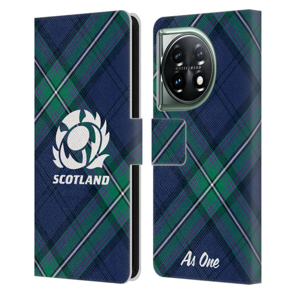 Scotland Rugby Graphics Tartan Oversized Leather Book Wallet Case Cover For OnePlus 11 5G