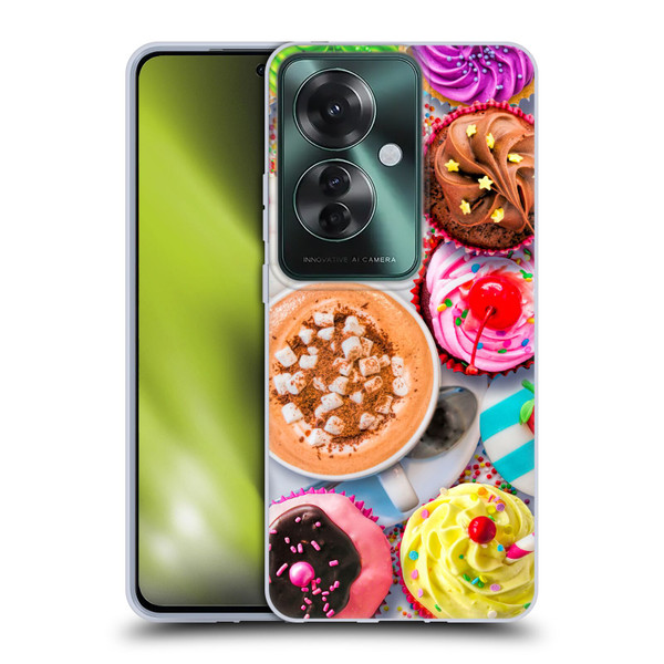 Aimee Stewart Colourful Sweets Cupcakes And Cocoa Soft Gel Case for OPPO Reno11 F 5G / F25 Pro 5G