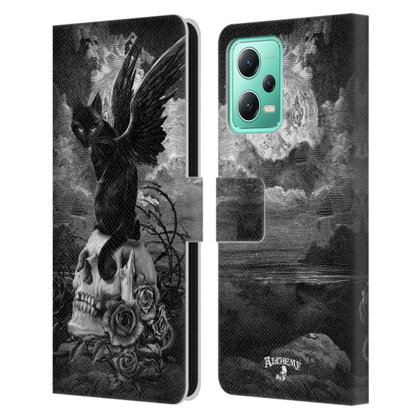 Alchemy Gothic Cats Nine Lives Of Poe Skull Leather Book Wallet Case Cover For Xiaomi Redmi Note 12 5G