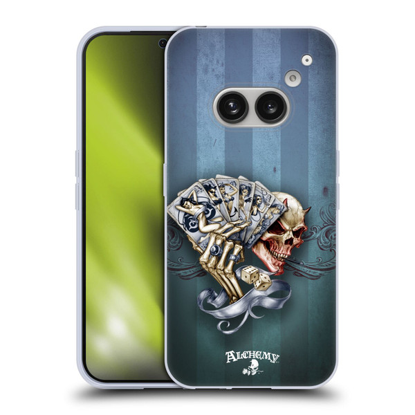 Alchemy Gothic Skull And Cards Read 'Em And Weep Soft Gel Case for Nothing Phone (2a)