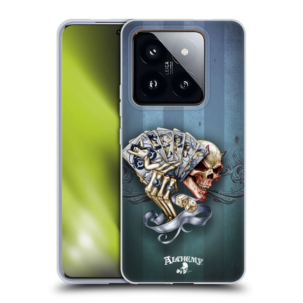 Alchemy Gothic Skull And Cards Read 'Em And Weep Soft Gel Case for Xiaomi 14 Pro