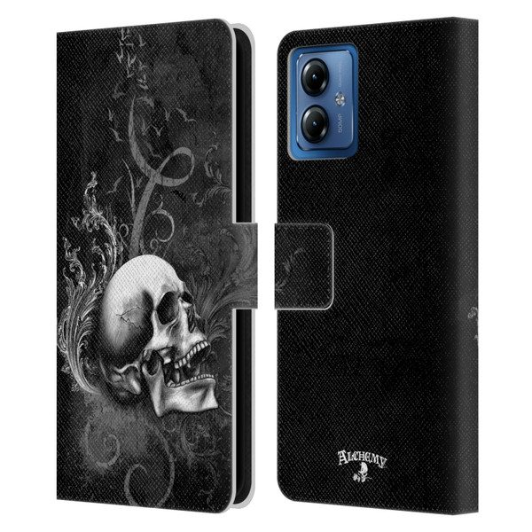 Alchemy Gothic Skull De Profundis Leather Book Wallet Case Cover For Motorola Moto G14