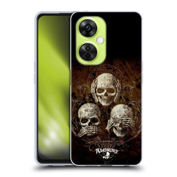 Alchemy Gothic Skull No Evil Three Skull Soft Gel Case for OnePlus Nord CE 3 Lite 5G