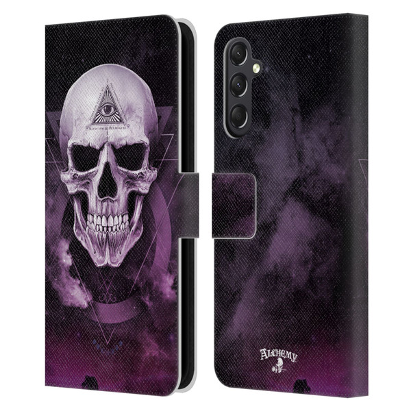 Alchemy Gothic Skull The Void Geometric Leather Book Wallet Case Cover For Samsung Galaxy A24 4G / M34 5G