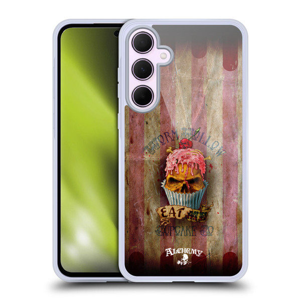 Alchemy Gothic Skull Eat Me Cupcake Soft Gel Case for Samsung Galaxy A35 5G