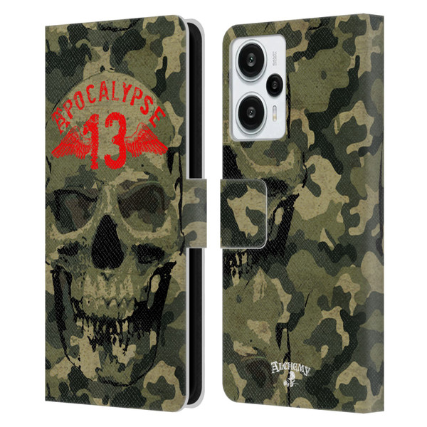 Alchemy Gothic Skull Camo Skull Leather Book Wallet Case Cover For Xiaomi Redmi Note 12T