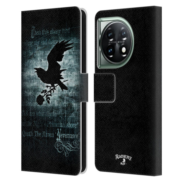 Alchemy Gothic Wing Nevermore Leather Book Wallet Case Cover For OnePlus 11 5G