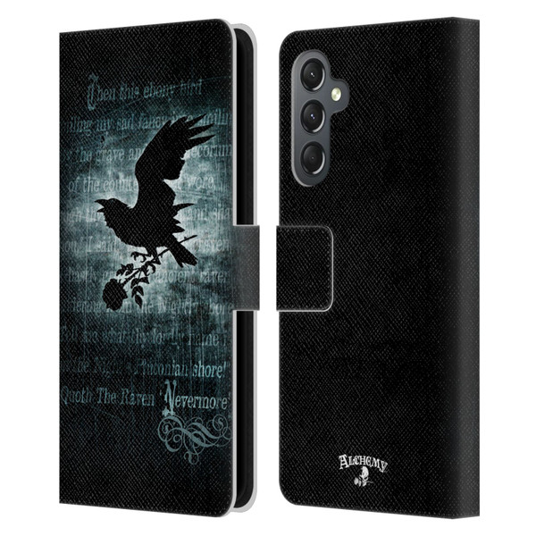 Alchemy Gothic Wing Nevermore Leather Book Wallet Case Cover For Samsung Galaxy A25 5G